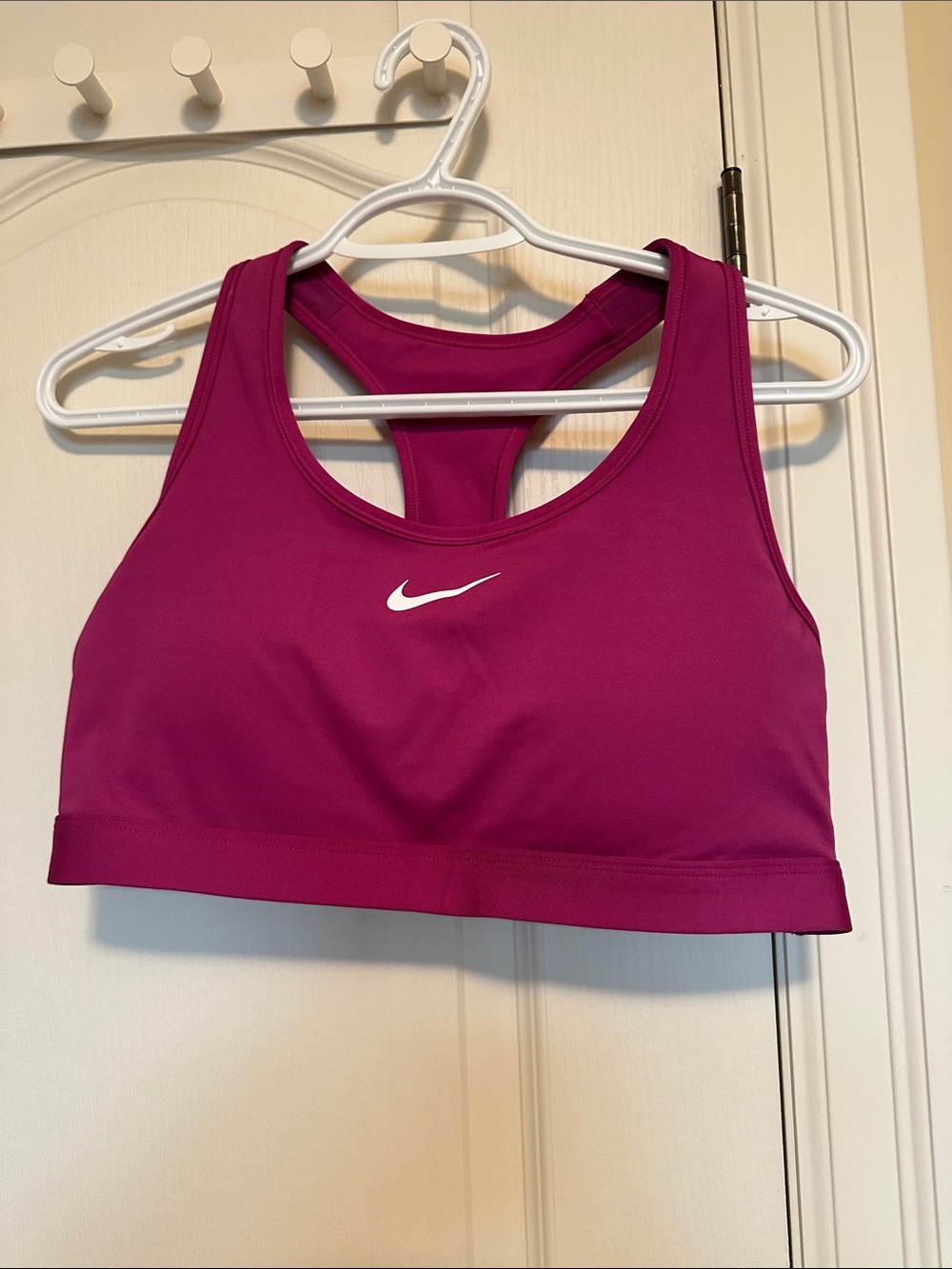 Nike Magenta Racerback Sports Bra with White Swoosh